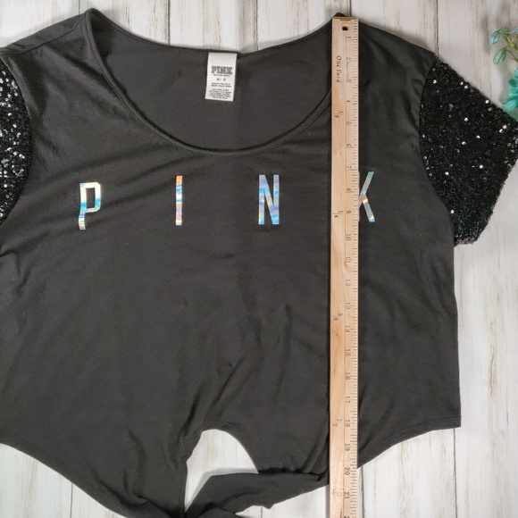 VS PINK cropped tie waist sequin top d44 - Picture 5 of 8